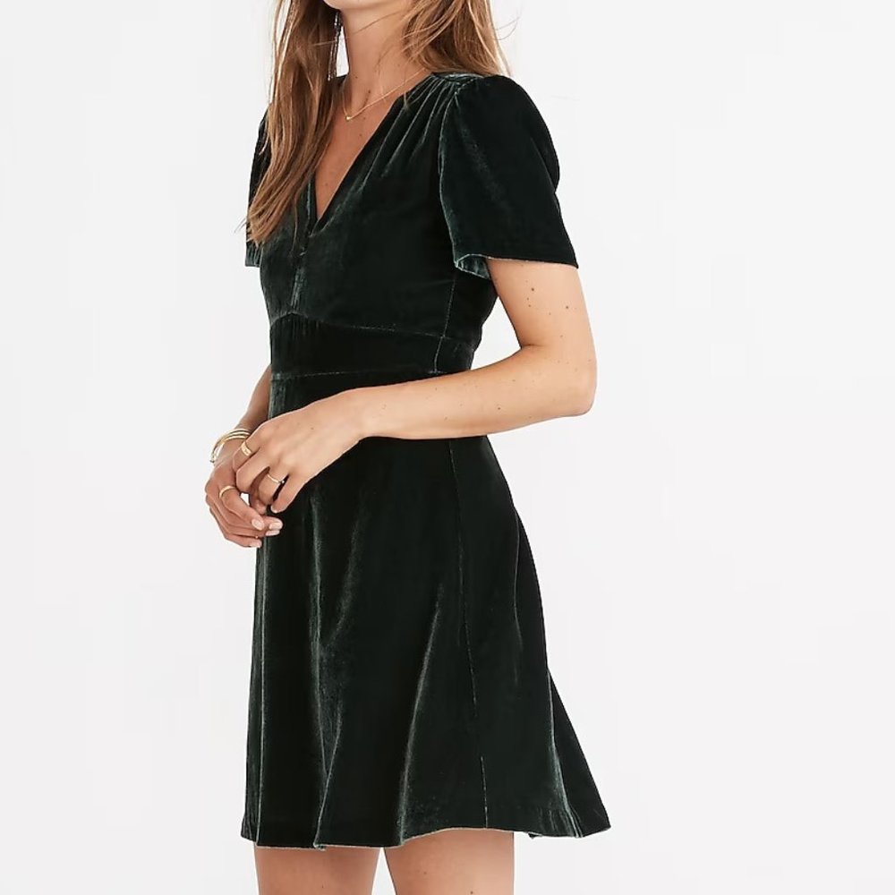 Madewell Green Velvet Mini Dress 00